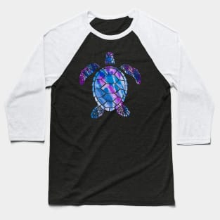 Purple and Blue Watercolor Sea Turtle Baseball T-Shirt